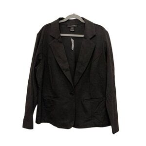 Ashley Stewart Charcoal Blazer Size 22 Single Button Pockets Work Career